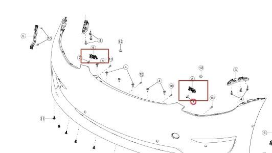 Кріплення бампера Tesla model 3 108417100F 108417200F