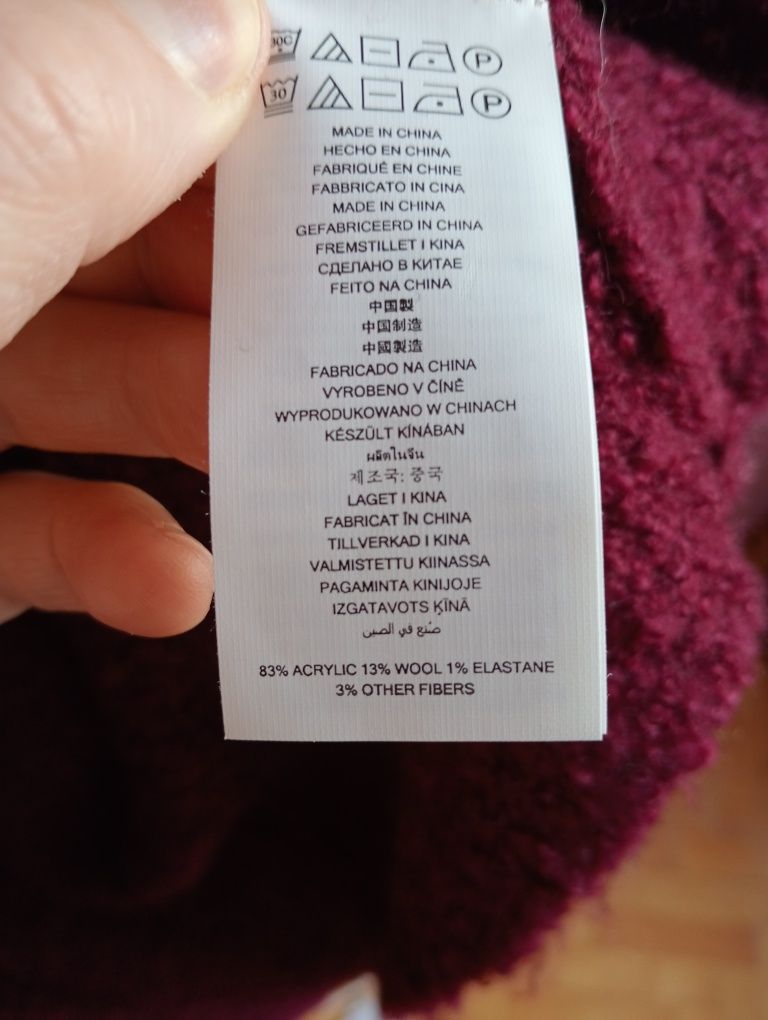 Michael Kors sweter z bukli bordowy L XL oversize