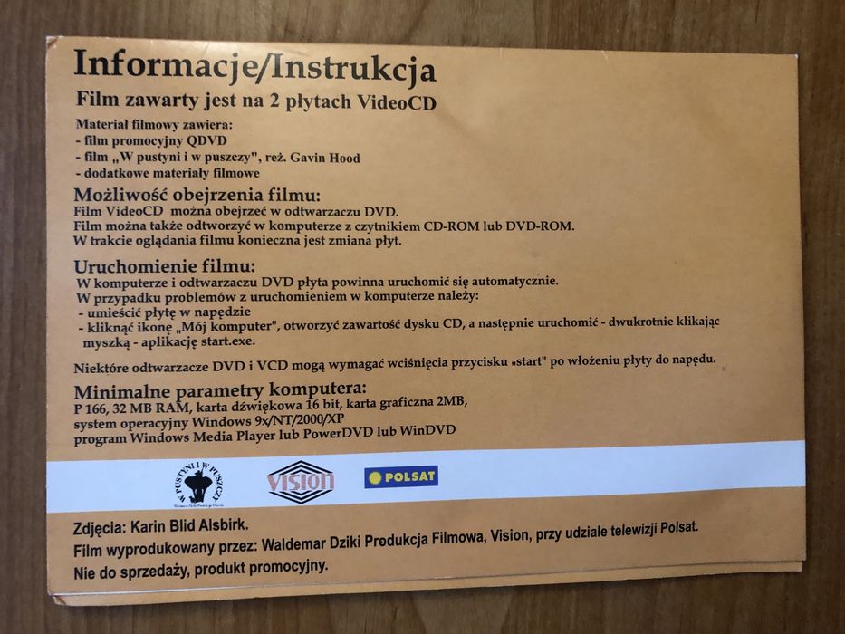 W pustyni i w puszczy Gavin Hood film na VideoCD 2 plyty