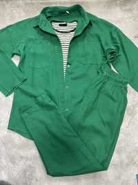 Женский костюм летний лен оверсаз 42-44 С зеленый