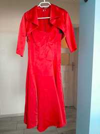 Sukienka satynowa czerwona, rozmiar 38, nowa