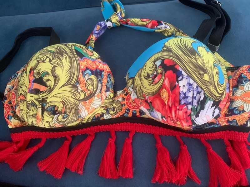 Bajeczny kostium strój kąpielowy Versace z frędzlami HIT 2022 wzory