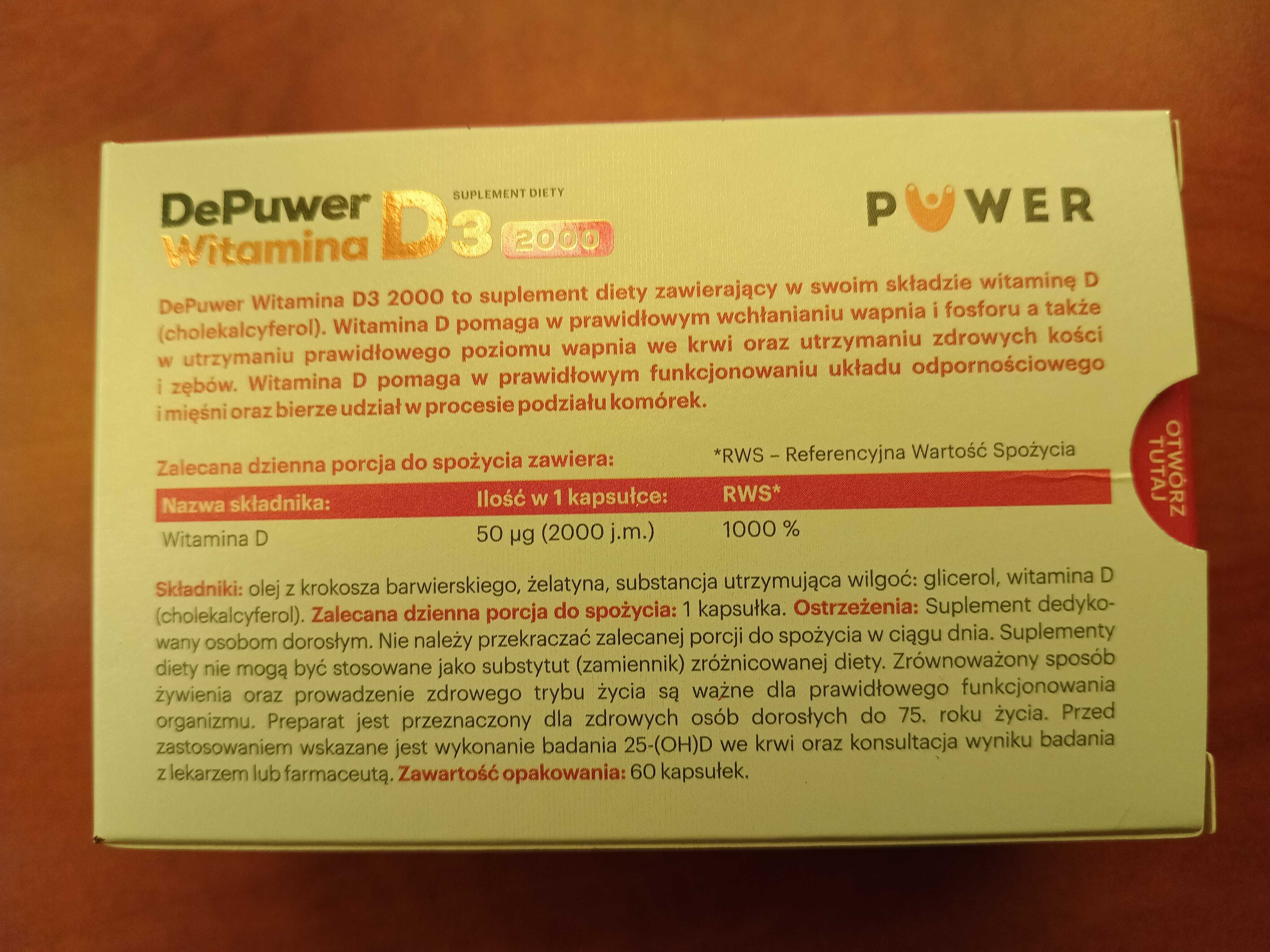 DePuwer witamina D3 2000j 60 kapsułek