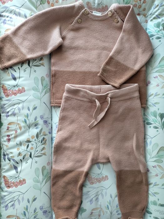 Bawełniany ciepły  komplet sweterek i spodnie H&M