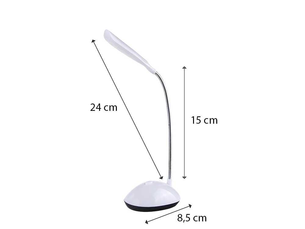 Biała lampka biurkowa 4 LED – szkolna, nocna, na biurko