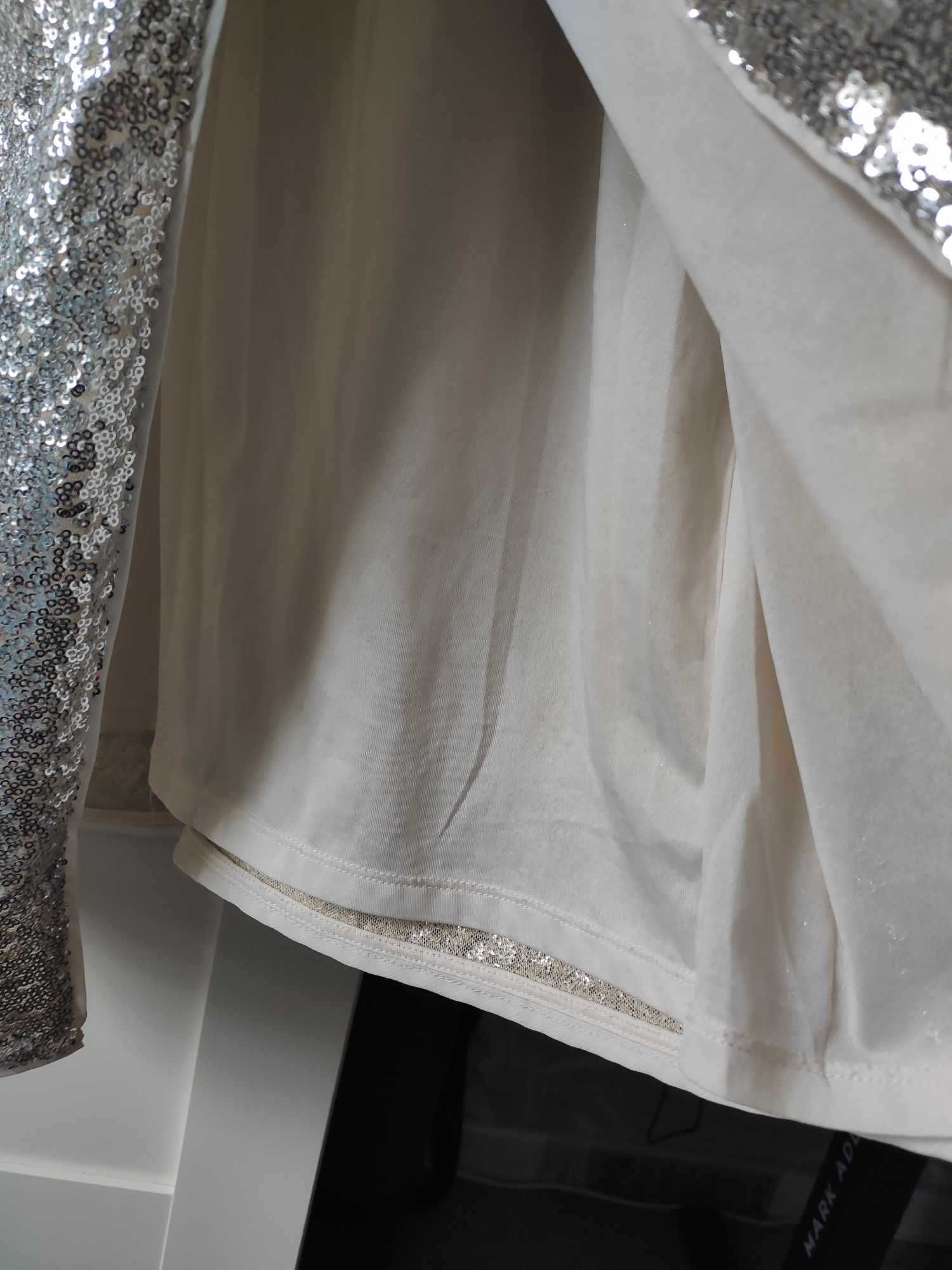 Sukienka elegancka cekinowa srebrna maxi midi H&M