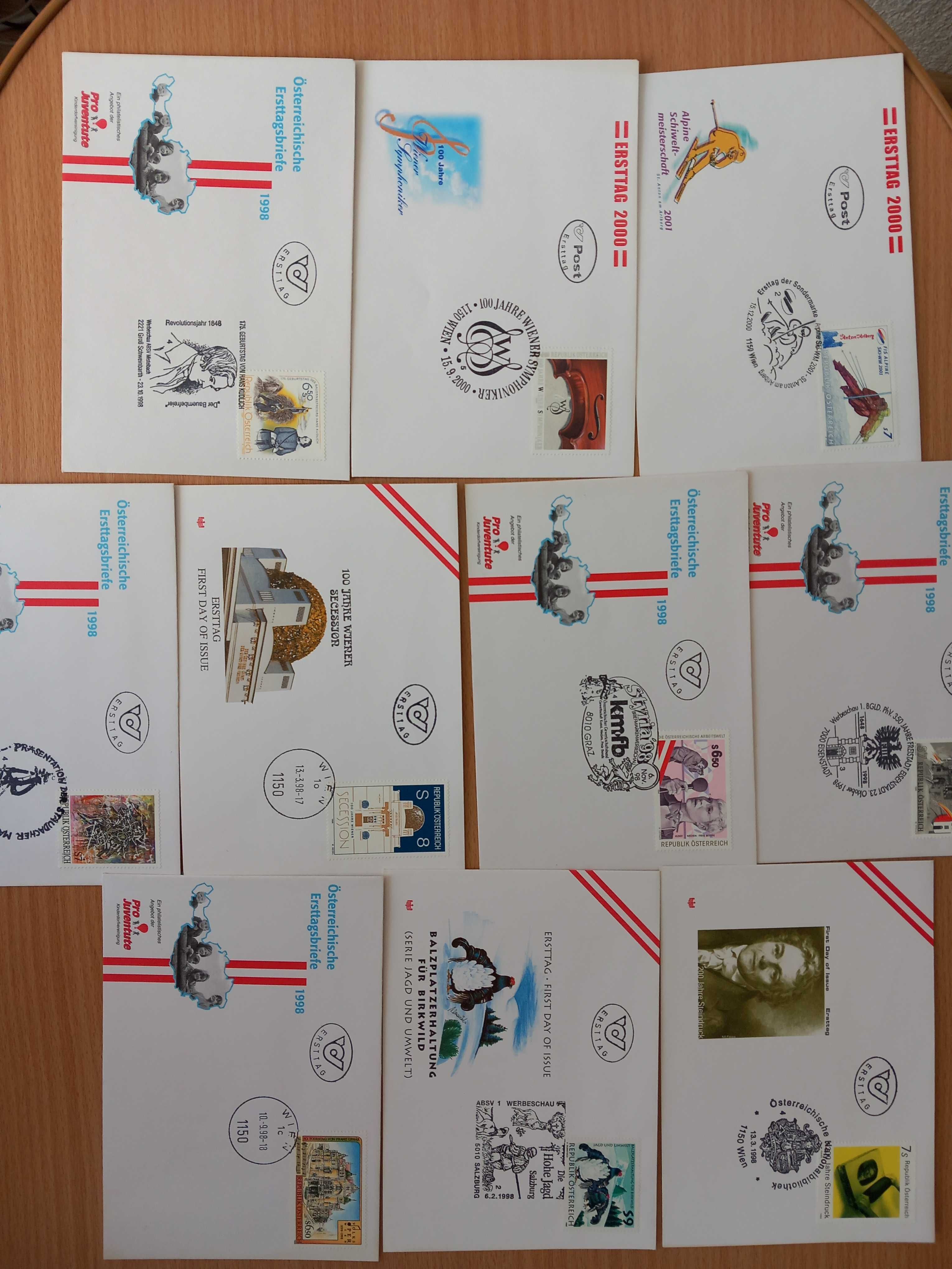 Koperty FDC 50x Austria, 50x Francja