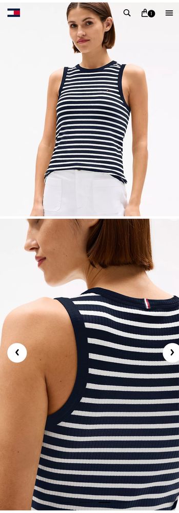 Tommy Hilfiger майка топ в рубчик смугаста