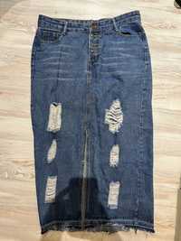 Довга джинсова юбка