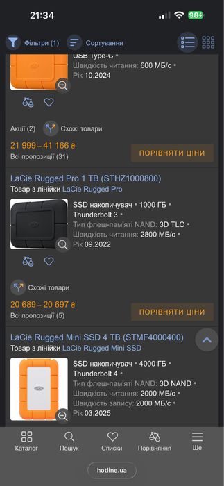 Внешний ssd диск Lacie Rugged pro 1tb sthz1000800 thunderbolt 3