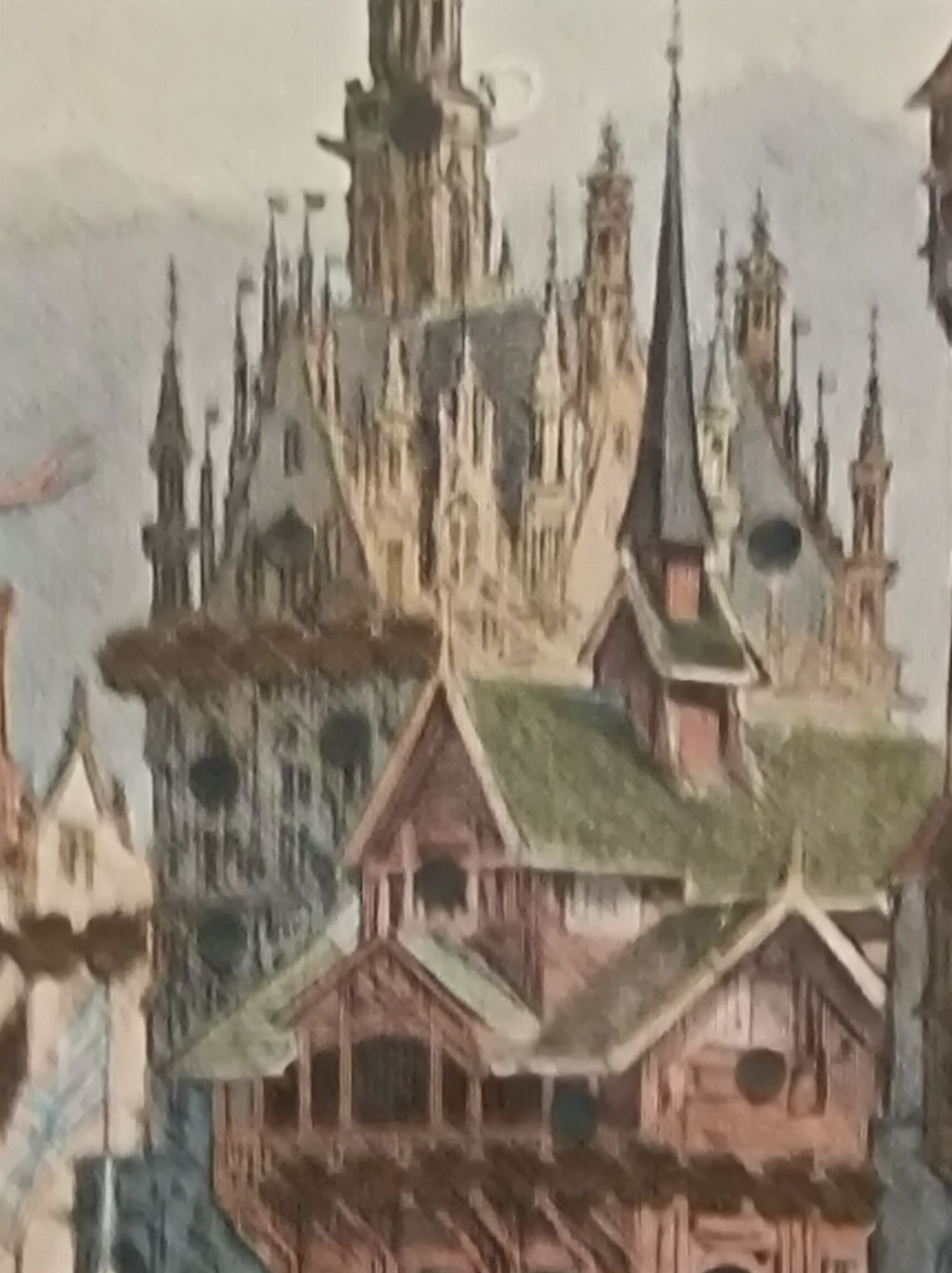 Muzealna grafika .Architektura Paryża 1900 rok.