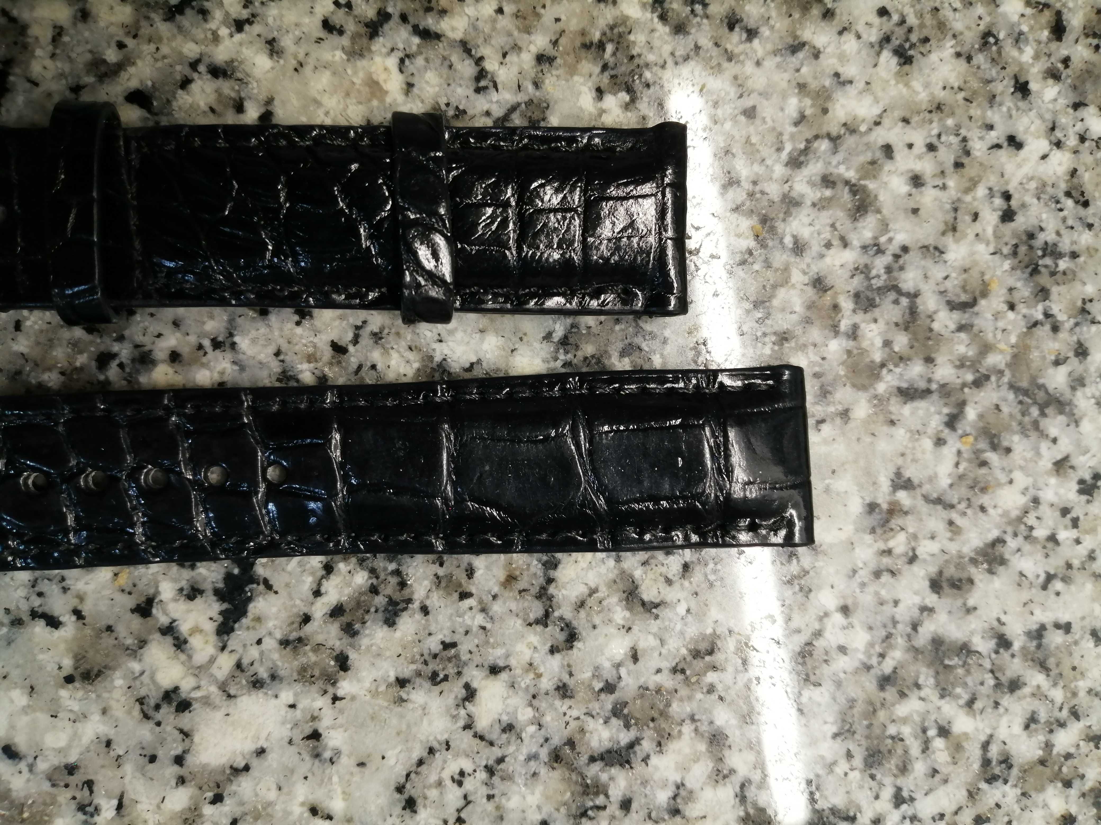Bracelete de Crocodilo real para relógio de pulso 20mm preto