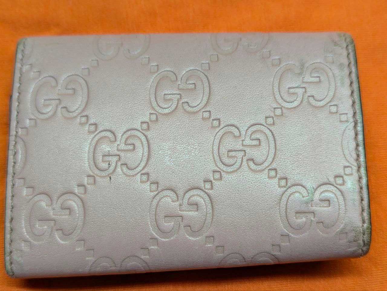 Оригинальный чехол для ключей из коровьей кожи GUCCI , розовый