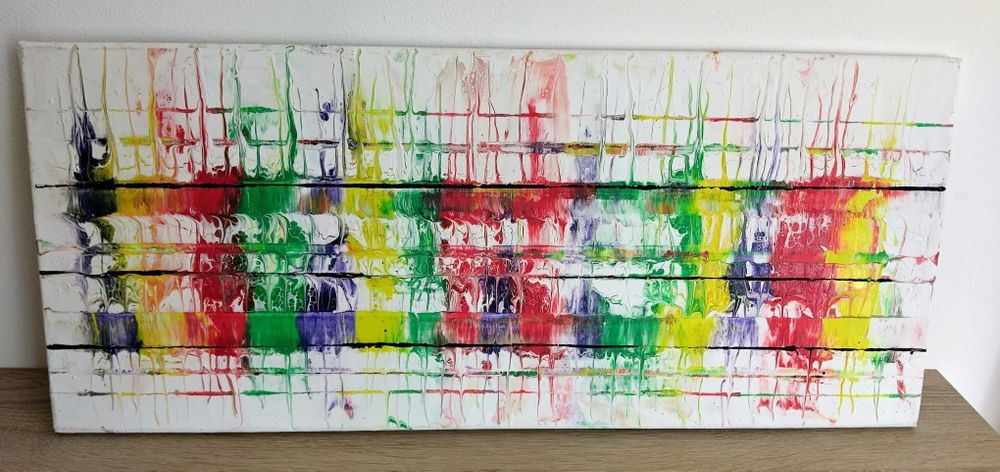 Obraz na płótnie ręcznie malowany 70x30 cm Abstrakcja