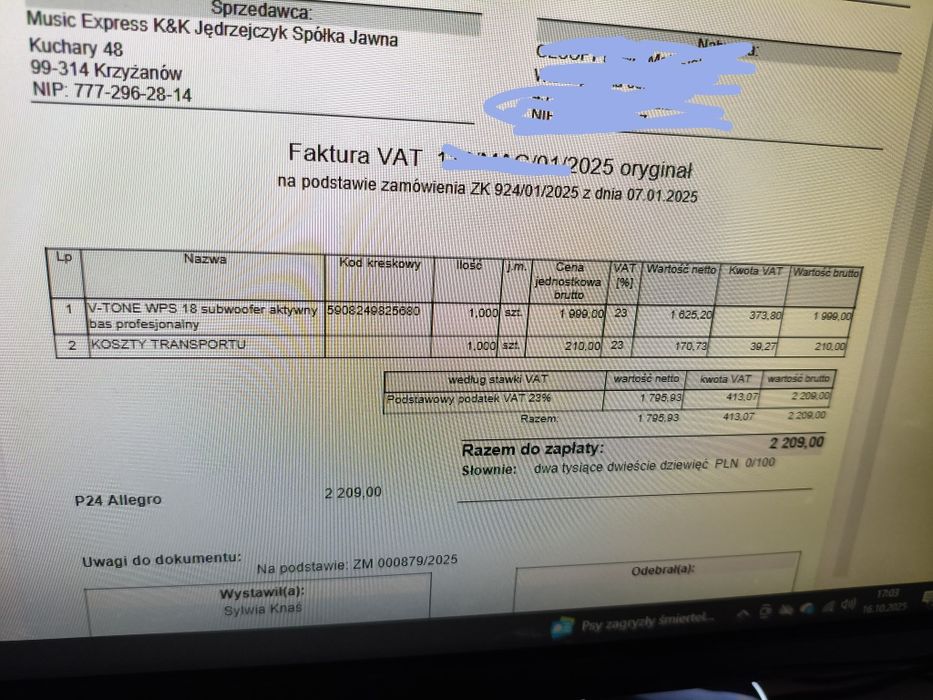 Subwoofer aktywny V-TONE WPS 18 estradowy okazja