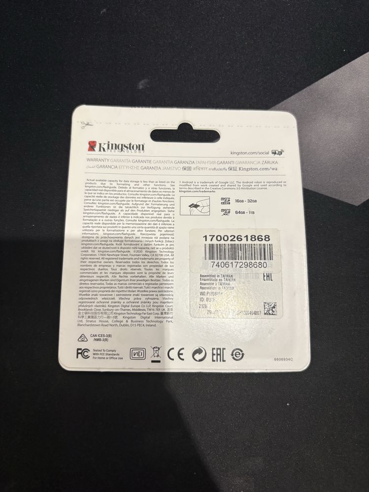 Cartão de Memória Kingstone 32 GB MicroSD
