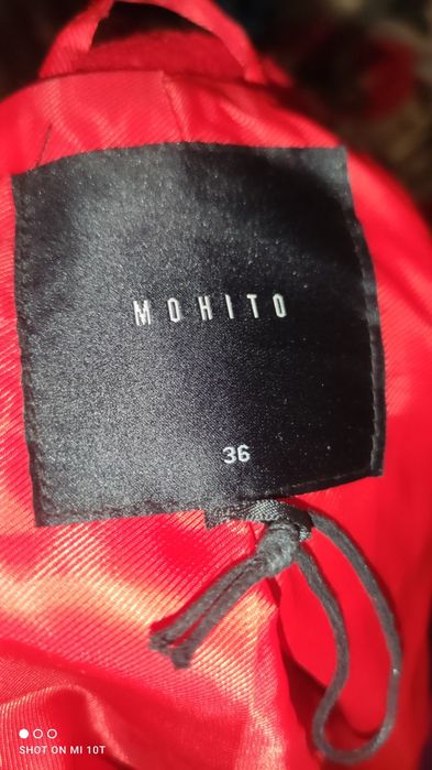 Płaszcz  mohito wełniany 36 kurtka zimowa czerwona płaszczyk