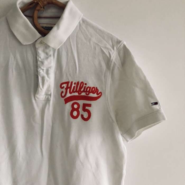 Koszulka polo tommy hilfiger denim M połówka biała męska tshirt