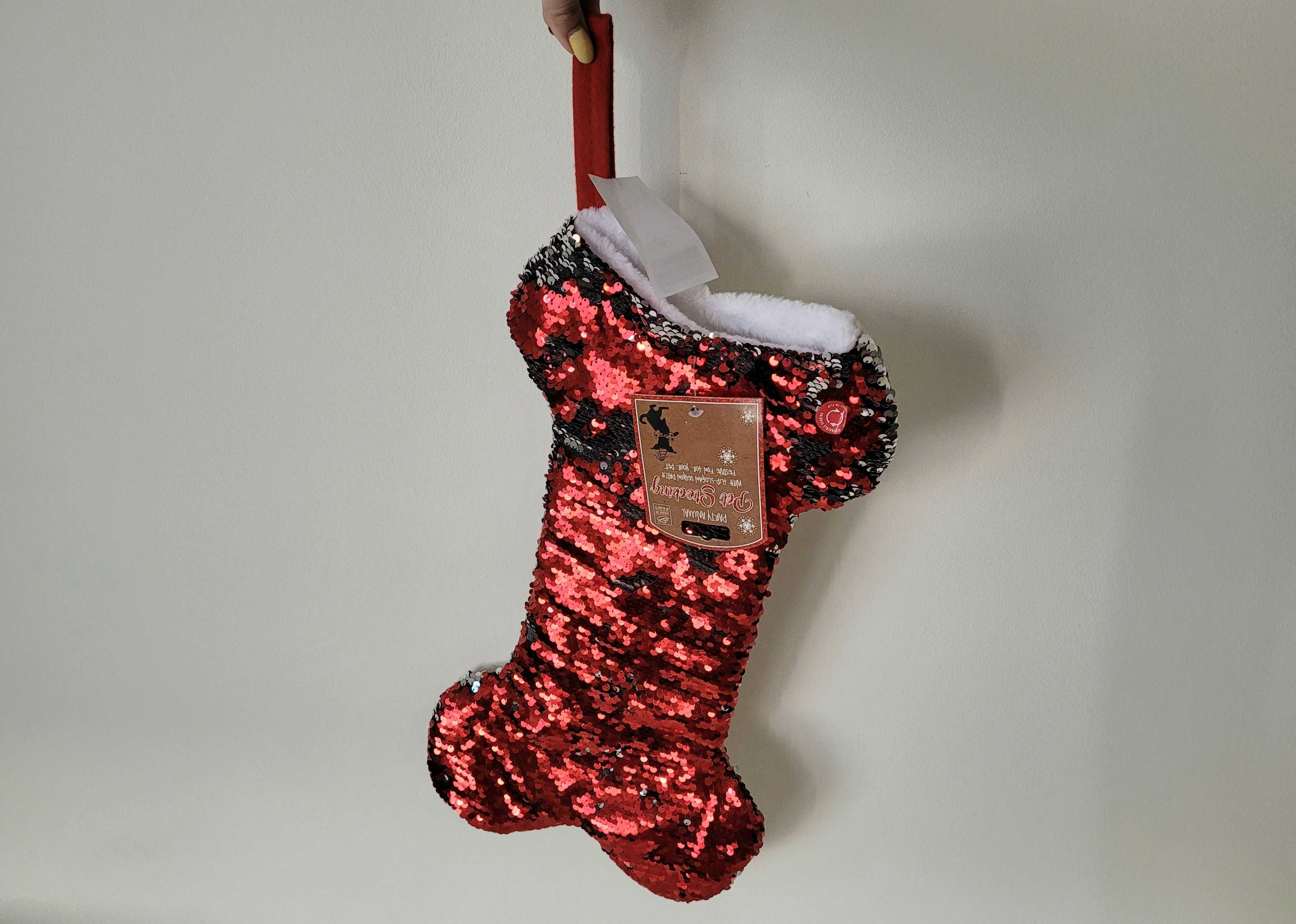 Skarpeta dekoracyjna świąteczna prezenty psa BożeNarodzenie