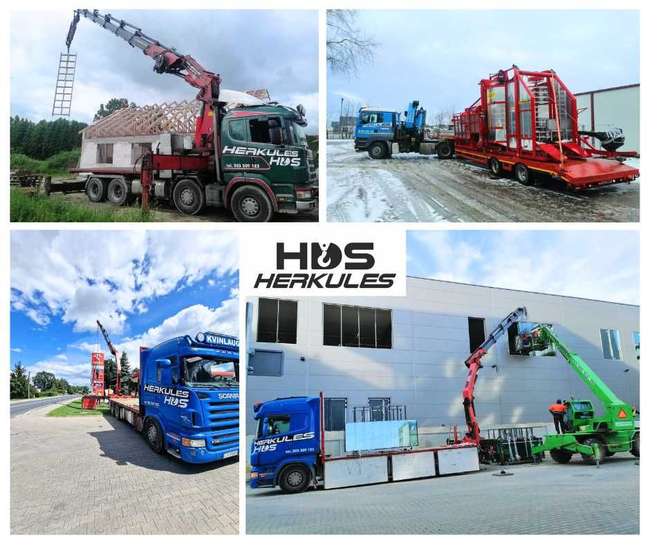Transport HDS, Załadunek i Rozładunek, dźwig, żuraw, 18ton, wysięg 24m
