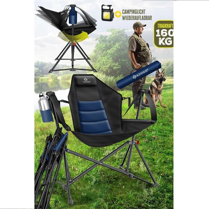 Składane Krzesło Wędkarskie Bujane 160 KG KESSER