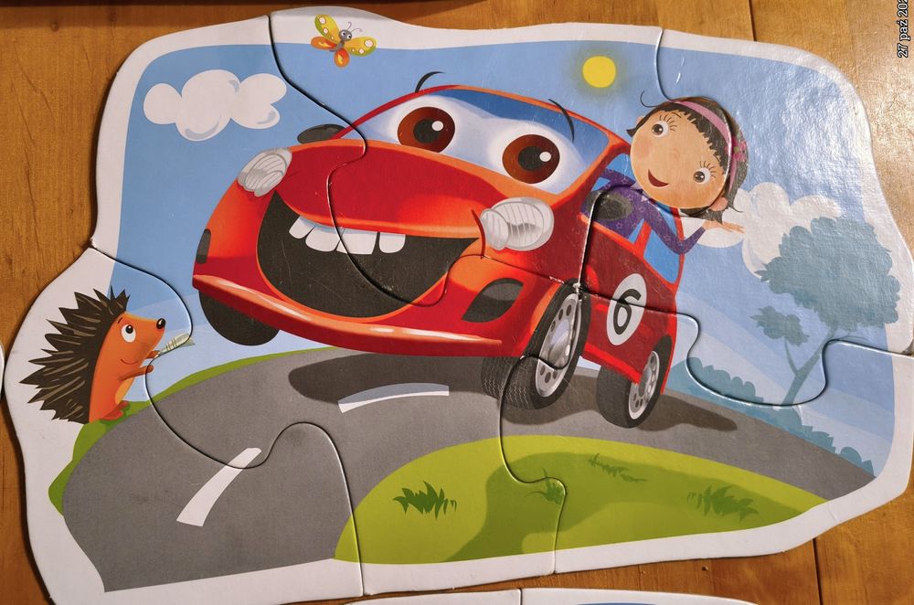 Helikopter, statek, auto i pociąg duże puzzle 2+