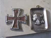 100% Oryg Srebrny Niemiecki Krzyż 1914 r z +Medalion z Pustyni Egiptu
