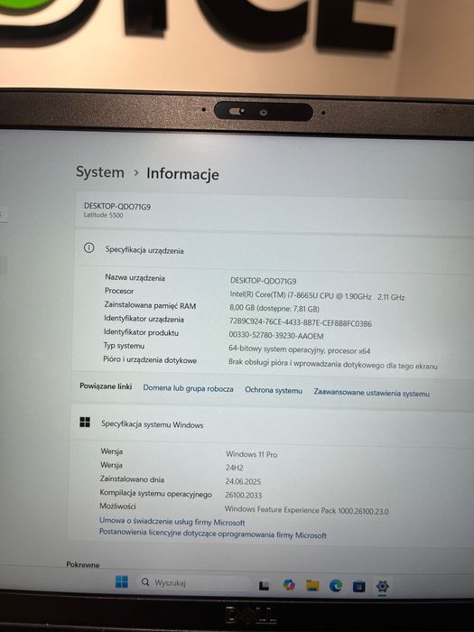 Laptop Dell Latitude 5500 i7-8665U 8GB/256GB SSD Klasa A