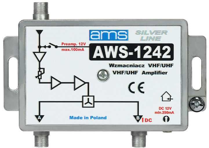 Wzmacniacz antenowy wewnętrzny z zasilaczem AWS-1242 SilverLine