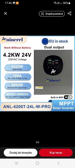 Inwerter falownik Aninerel Anenji 4.2KW 24V WIFI Najnowszy model