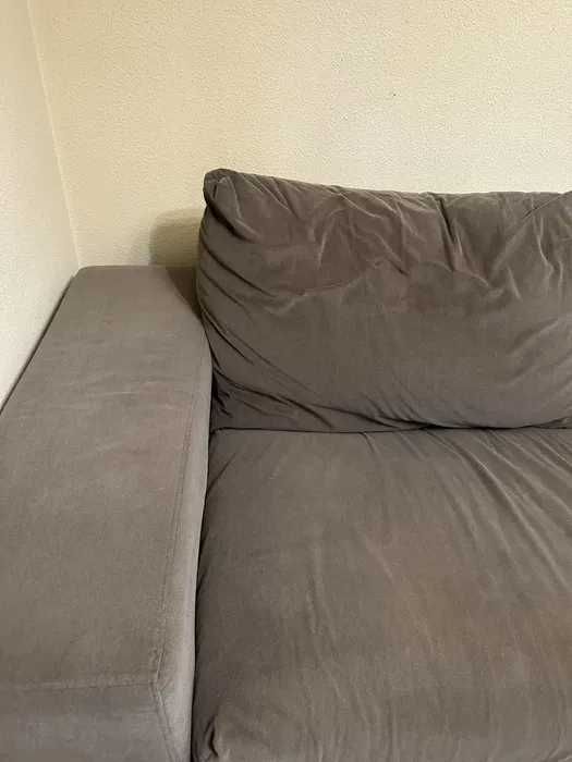 Sofá bege taupe castanho com chaise longue estado razoável