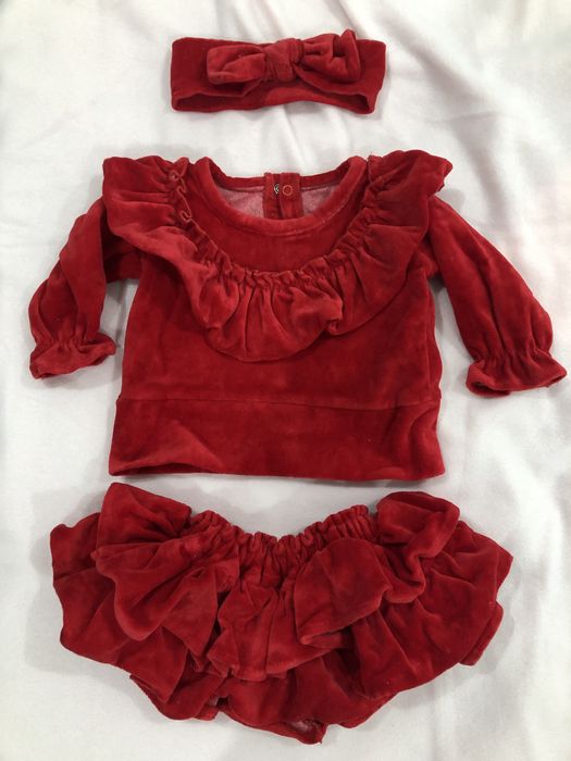 Komplet welurowy czerwony sesja święta