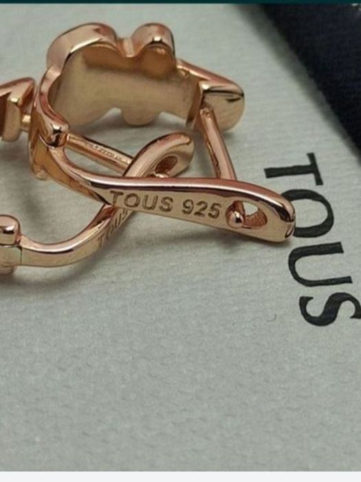 Kolczyki z misiem różowe srebro vermeil 925 z rubinami