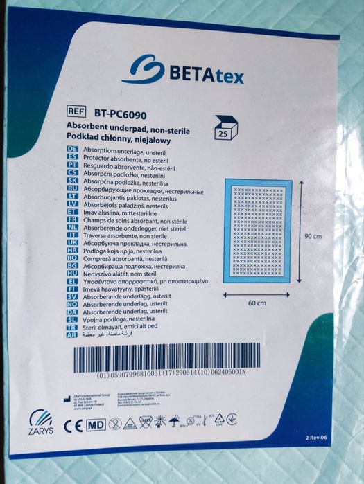 Podkłady chłonne Beta tex 60 x 90 cm 15 szt