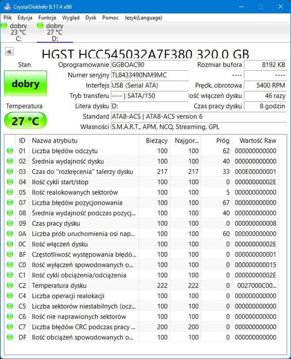 Dysk HGST HCC545032A7E380 320 GB