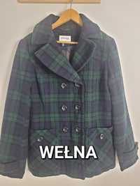 Plaszcz welniany wool krata vintage retro