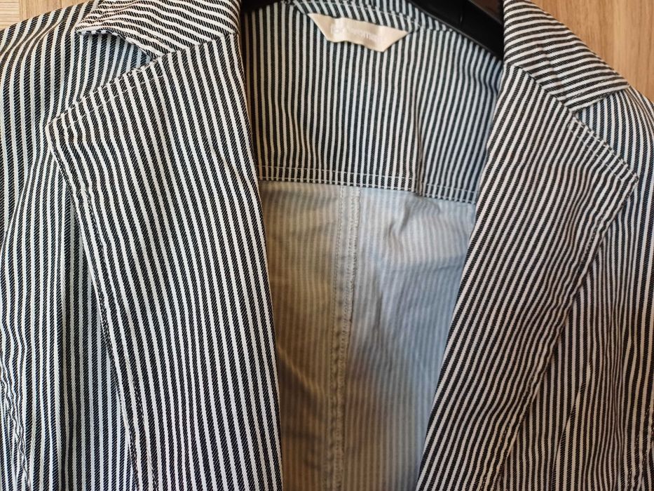 Damski żakiet marynarka paski bawełna