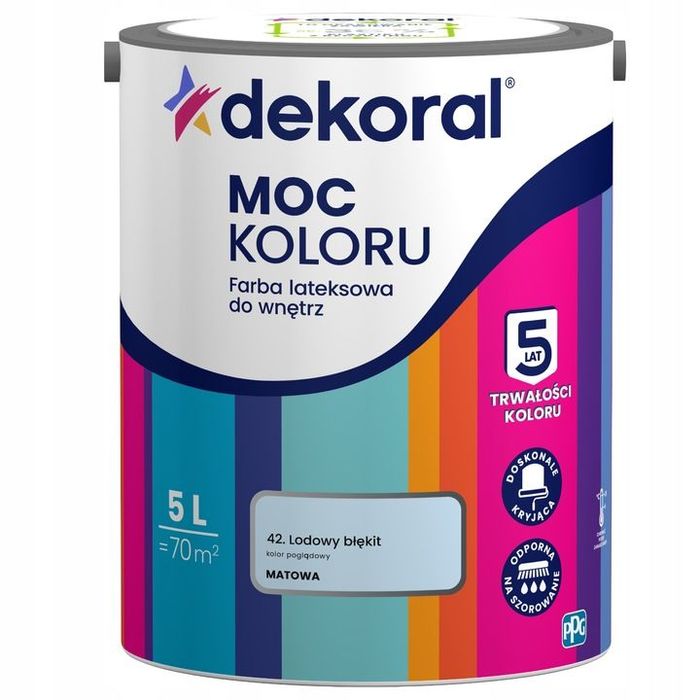 Dekoral Farba Moc Koloru 5l 42 Lodowy Błękit