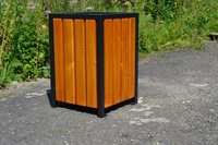 kosz na śmieci ogrodowy parkowy miejski stalowy drewniany 65l W053