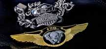 Przypinka pin znaczek czaszka silnik skrzydła Harley chopper cruiser