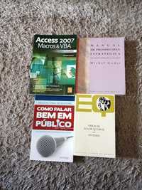 Livros de informática, estratégia, comunicação e literatura portuguesa