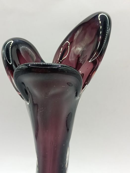 Wazon ametystów fioletowy z sękami szkło artystyczne