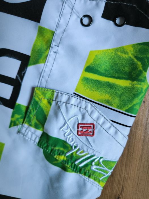 Billabong szorty męskie 38 kąpielowe z kieszenią wiązane białe zielone