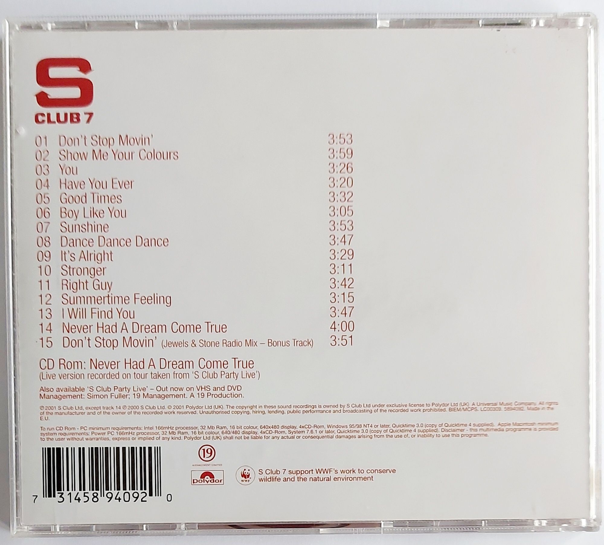 S Club 7 Sunshine Special Edition 2001r