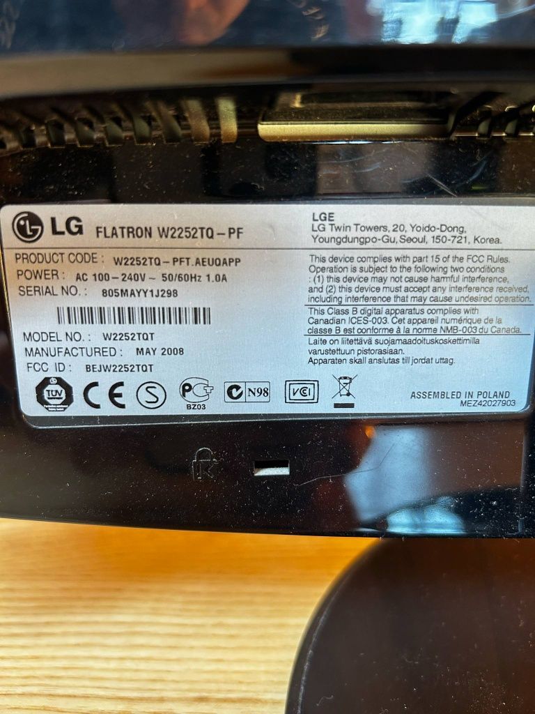 Monitor 22” Lg Flatron W2252TQ-PF