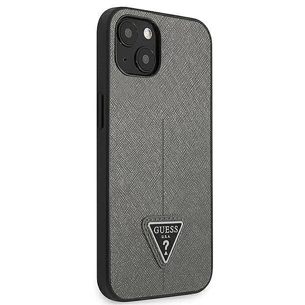 Etui Guess Saffiano Triangle Logo na iPhone 14 Plus - srebrne