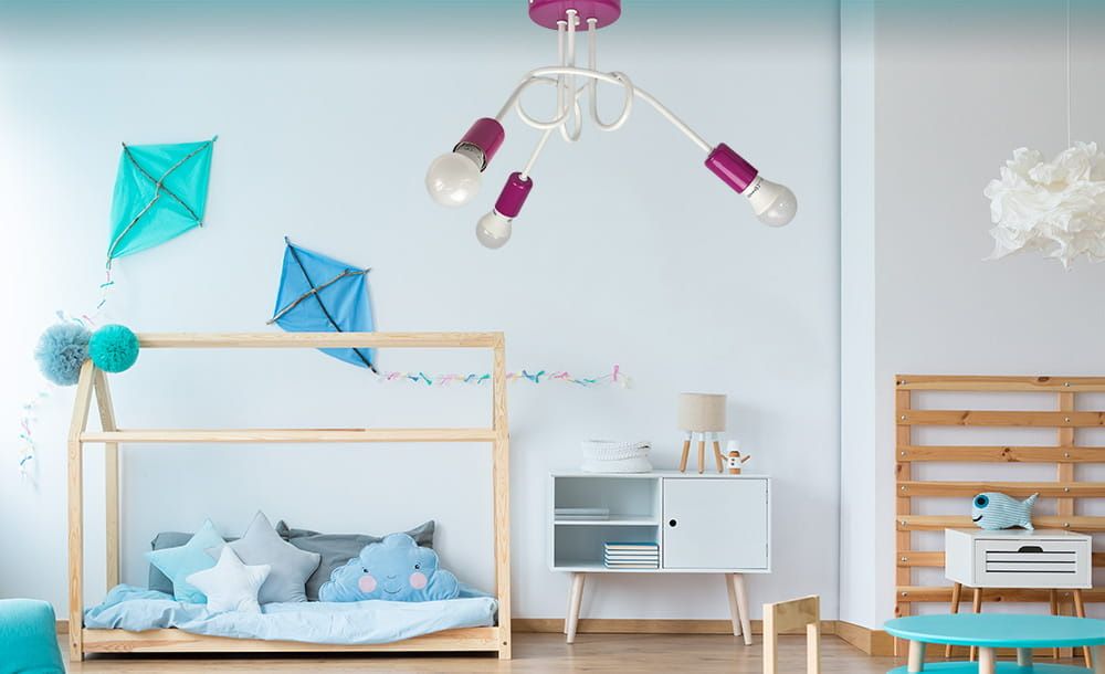 Żyrandol lampa do pokoju dziecięcego trzykolorowa  Nowa 3x60W E27