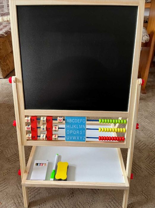 Zestaw Dwustronna Tablica Kredowa Magnetyczna Dla Dzieci + Gratisy