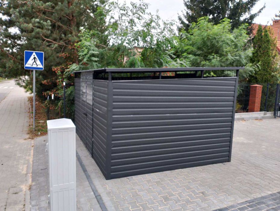 Wiata śmietnikowa Grafit z Całej Blachy, konstrukcja ocynk