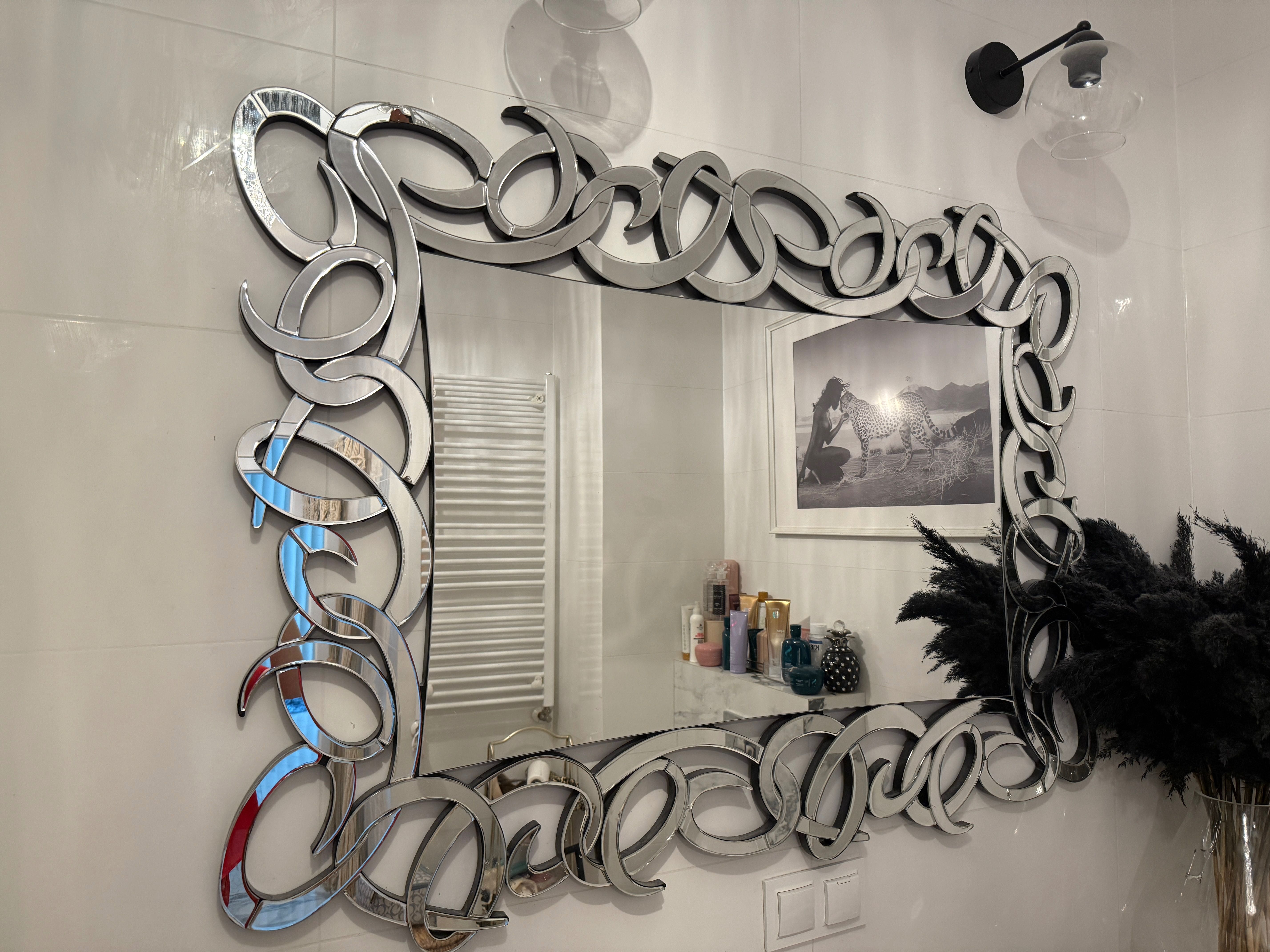 Lustro  glamour  121/90 cm XXL srebrne rama